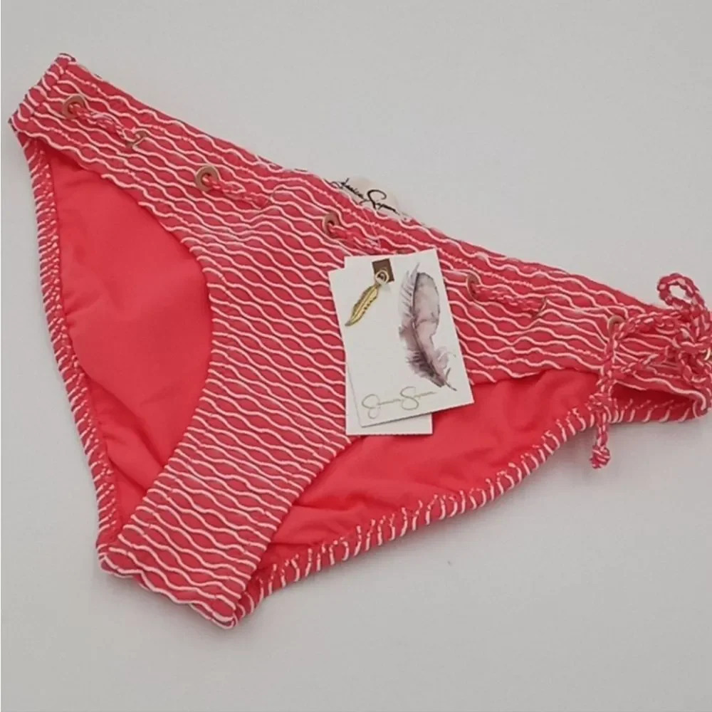 JESSICA SIMPSON Twiggy Melon Textured hipster bikini bottom size large
